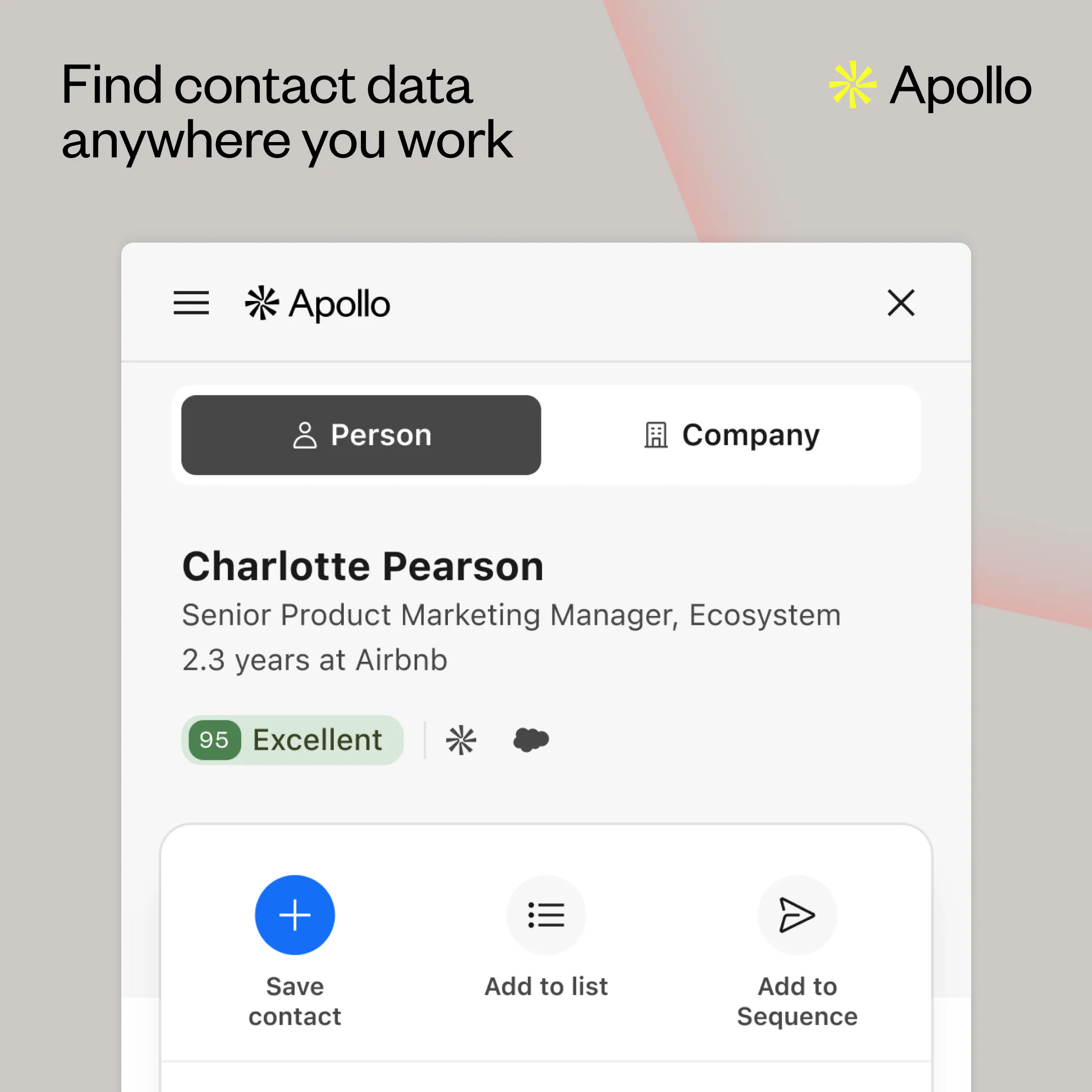 Apollo contact data search interface